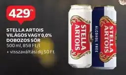 Auchan Stella artois világos vagy 0,0% dobozos sör ajánlat