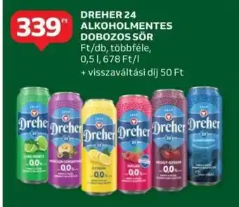 Auchan Dreher 24 alkoholmentes dobozos sör ajánlat