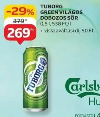 Auchan Tuborg green világos dobozos sör ajánlat