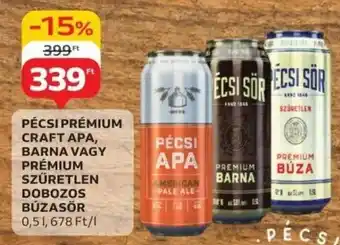 Auchan Pécsi prémium craft apa stb. dobozos búzasör ajánlat
