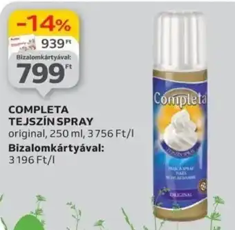 Auchan Completa tejszín spray ajánlat