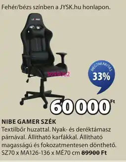 JYSK Nibe gamer szék ajánlat