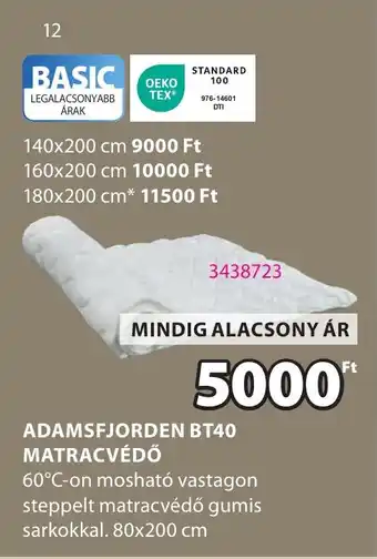 JYSK Adamsfjorden bt40 matracvédő ajánlat