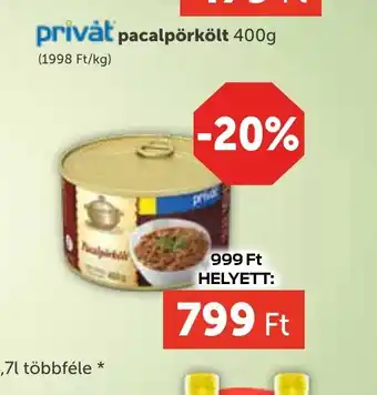 PRIVÁT Privat Pacalpörkölt ajánlat