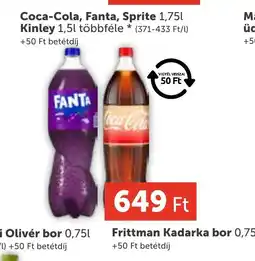 PRIVÁT Coca-Cola, Fanta, Sprite 1,75l, Kinley 1,5l ajánlat