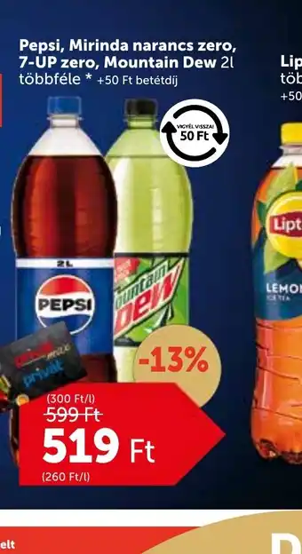 PRIVÁT Pepsi, Mirinda narancs zero, 7-UP zero, Mountain Dew Zero ajánlat