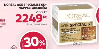 Rossmann L'Oréal age specialist 65+ nappali arckrém ajánlat