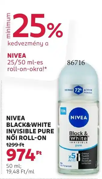 Rossmann Nivea black&white invisible pure nőI roll-on ajánlat