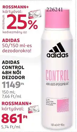 Rossmann Adidas control 48h nőI dezodor ajánlat