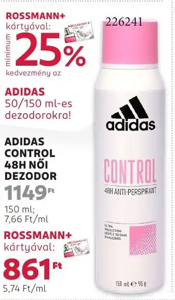 Rossmann Adidas control 48h nőI dezodor ajánlat