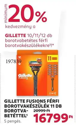 Rossmann Gillette fusions férfi borotvakészülék 11 db borotva- betéttel ajánlat