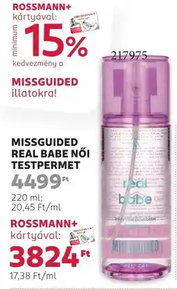 Rossmann Missguided real babe nőI testpermet ajánlat