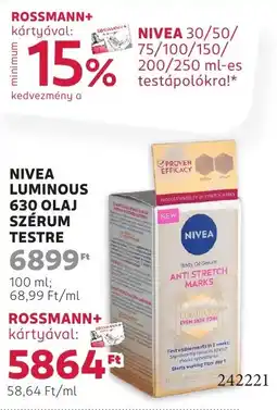 Rossmann Nivea luminous 630 olaj szérum testre ajánlat