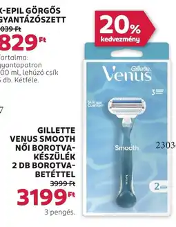 Rossmann Gillette venus smooth nőI borotva- készülék 2 db borotva- betéttel ajánlat