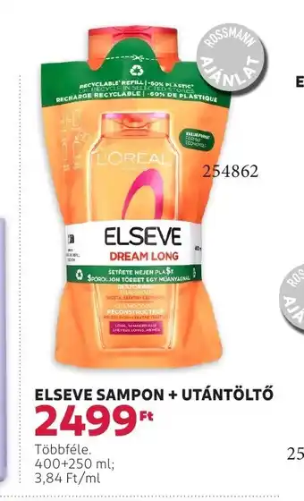 Rossmann Elseve sampon + utántöltő ajánlat