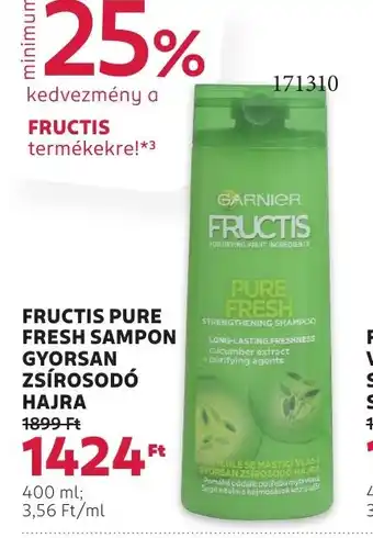 Rossmann Fructis pure fresh sampon gyorsan zsírosodó hajra ajánlat