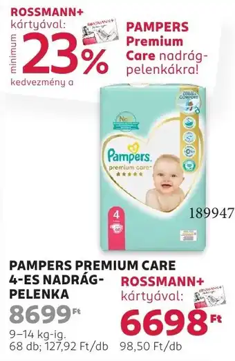 Rossmann Pampers premium care 4-es nadrág- pelenka ajánlat