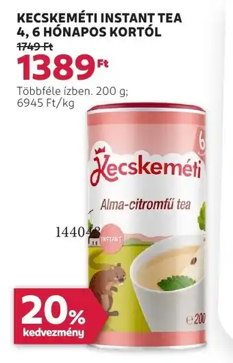 Rossmann Kecskeméti instant tea 4, 6 hónapos kortól ajánlat