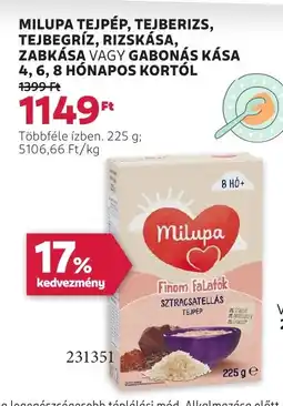 Rossmann Milupa tejpép, tejberizs, tejbegríz, rizskása, zabkása stb. ajánlat