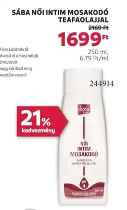 Rossmann Sába nőI intim mosakodó teafaolajjal ajánlat