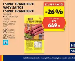 ALDI Csirke frankfurti vagy sajtos csirke frankfurti ajánlat