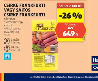 ALDI Csirke frankfurti vagy sajtos csirke frankfurti ajánlat