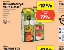 ALDI Bio Narancslé vagy Almálè ajánlat