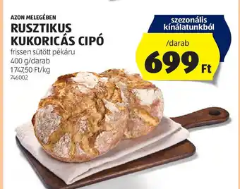 ALDI Azon Melegében rusztikus kukoricás cipó ajánlat