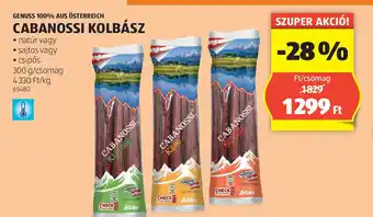 ALDI Genuss 100% Aus Österreich Cabanossi kolbász ajánlat