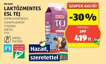 ALDI Milsani Laktózmentes ESL TEJ ajánlat