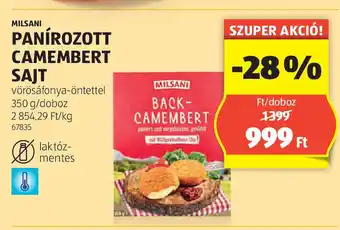 ALDI Milsani PanÍrozott camembersajt ajánlat