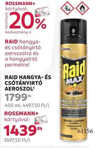 Rossmann Raid hangya- és csótányirtó aeroszol ajánlat