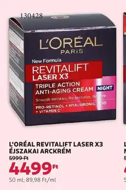 Rossmann L'oréal revitalift laser x3 éjszakai arckrém ajánlat