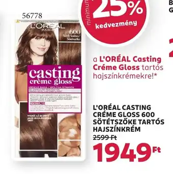 Rossmann L'oréal casting créme gloss 600 sötétszőke tartós hajszínkrém ajánlat