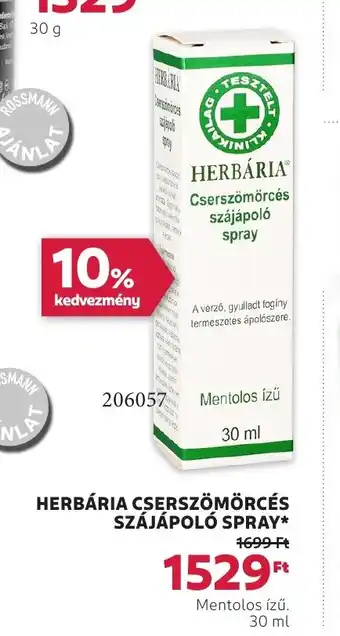 Rossmann Herbária cserszömörcés szájápoló spray ajánlat