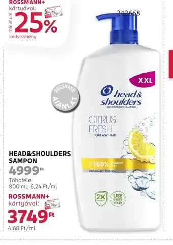 Rossmann Head& shoulders sampon ajánlat