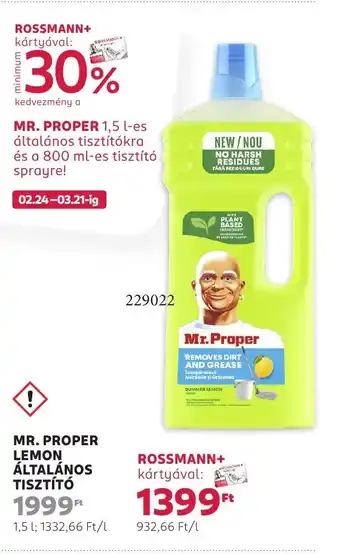 Rossmann Mr. proper lemon általános tisztító ajánlat