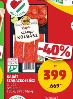 PENNY Karát szárazkolbász ajánlat