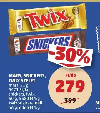 PENNY Mars, snickers, twix szelet ajánlat