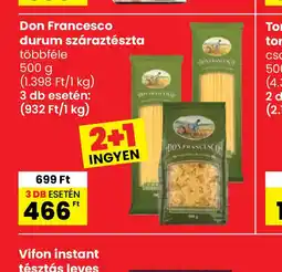 Interspar Don Francesco durum száraztészta ajánlat
