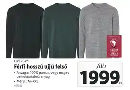 Lidl LIVERGY Férfi hosszú ujjú felső ajánlat