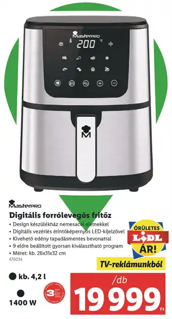 Lidl MasterPRO Digitális forrólevegős fritőz ajánlat