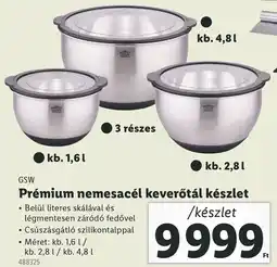 Lidl GSW Prémium nemesacél keverőtál készlet ajánlat