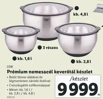 Lidl GSW Prémium nemesacél keverőtál készlet ajánlat