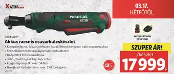 Lidl PARKSIDE Akkus racsnis csavarkulcskészlet ajánlat