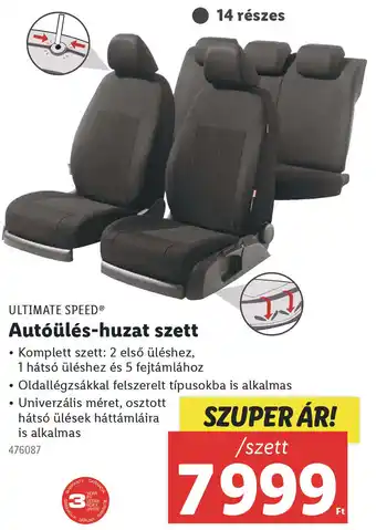 Lidl ULTIMATE SPEED Autóülés-huzat szett ajánlat