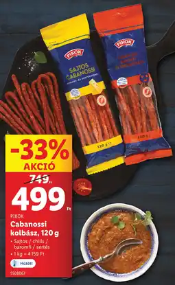 Lidl PIKOK Cabanossi kolbász ajánlat