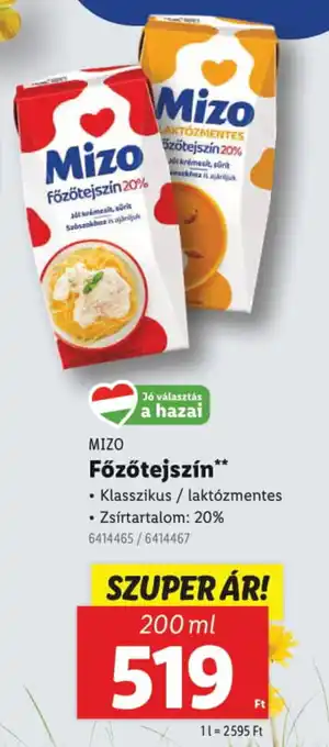 Lidl MIZO Főzőtejszín ajánlat