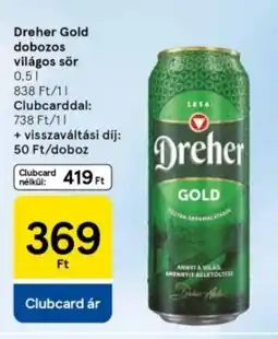 Tesco Dreher Gold dobozos világos sör ajánlat