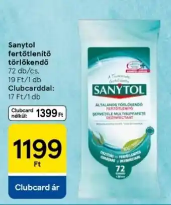 Tesco Sanytol fertőtlenítő törlőkendő ajánlat